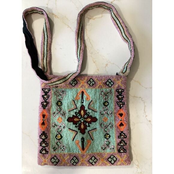 Harold Powell Hand Made Beaded Bag Crossbody STUNNING - Picture 1 of 7